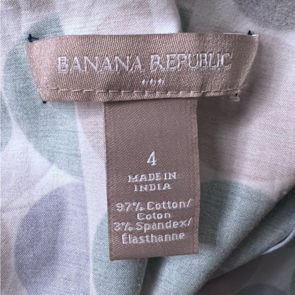 BANANA Republic Green Blue Polka Dot Pleated Sleeveless Dress Fit & Flare Size 4 - Picture 8 of 8